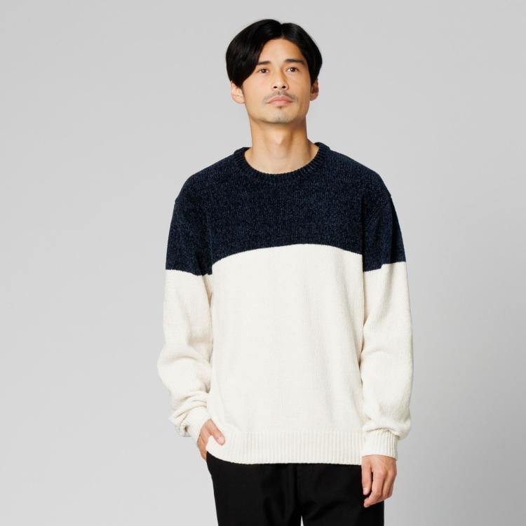 ライトオン(Right-on)のOther(ソノタ)バイカラーモールクルーニット ニット/セーター