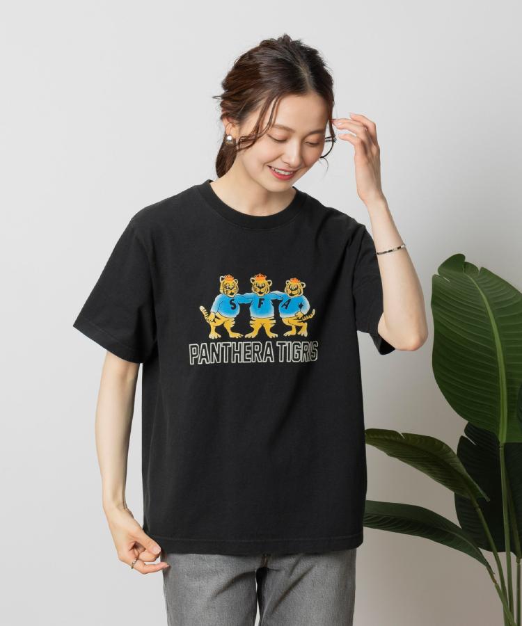 ライトオン(Right-on)のOther(ソノタ)カラーフロッキーTシャツ ダークグレー(0097)