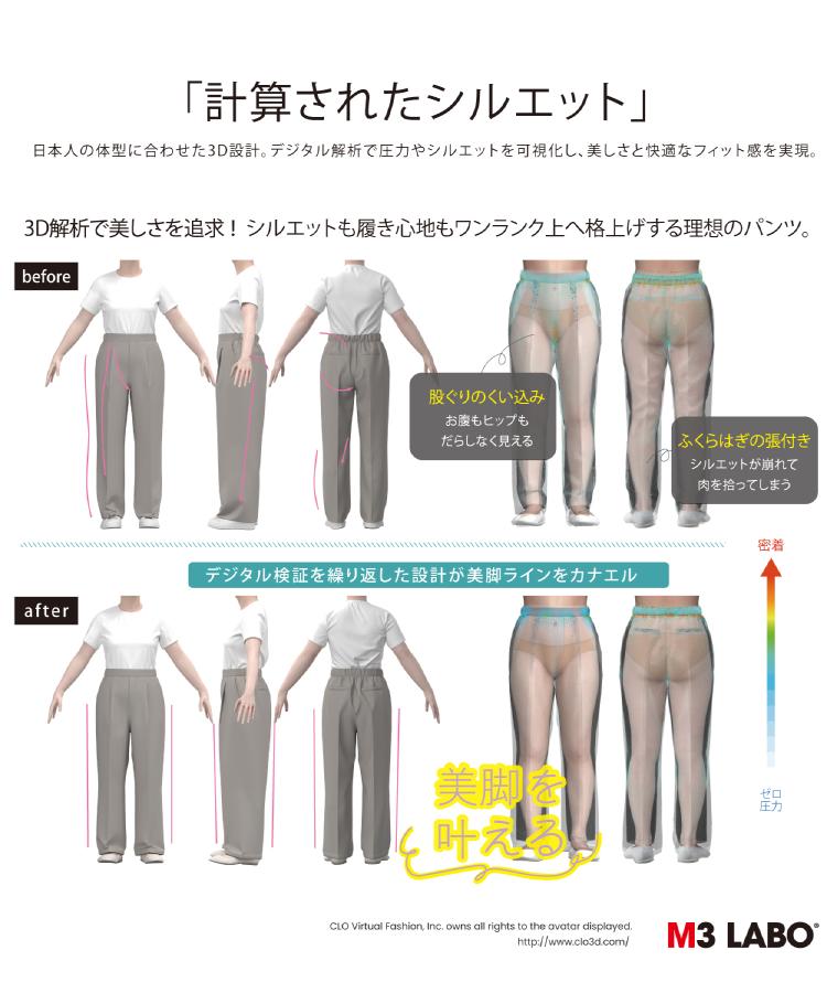 ライトオン(Right-on)のOWN(オウン)【体型カバー/ウエストゴム】「キレカナ」3Dワイドパンツ10
