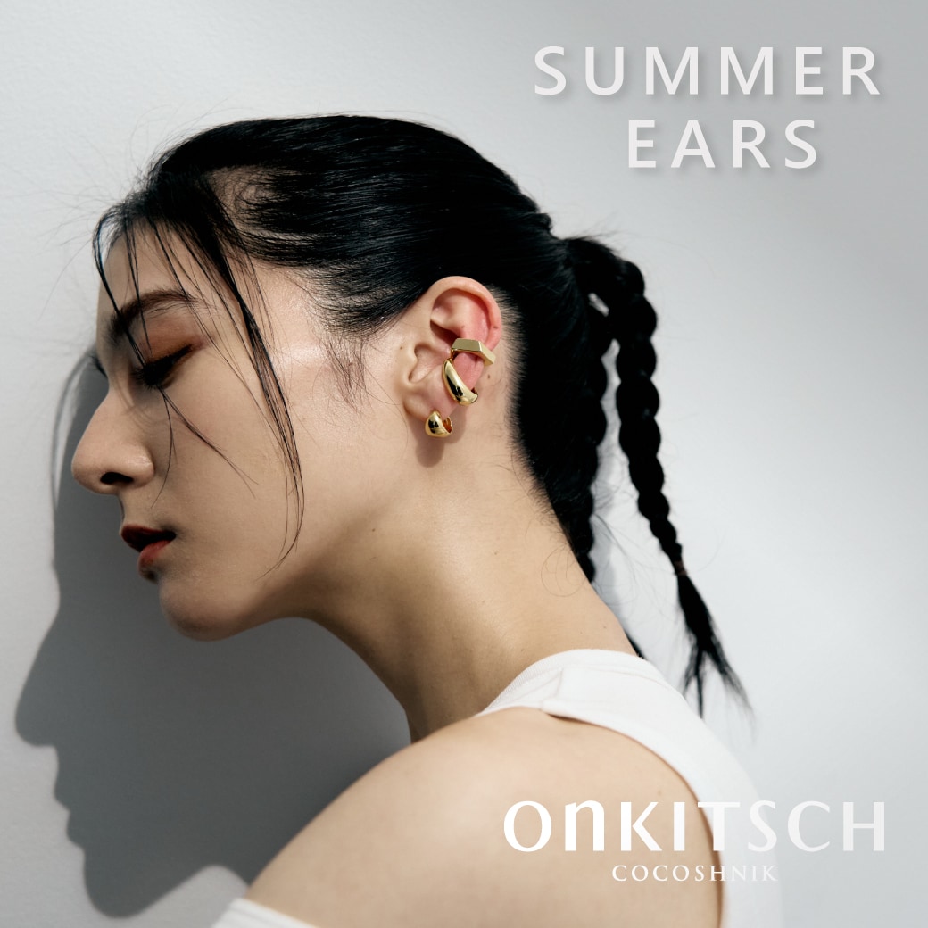 シ*ン様 10K 三角形デザイン 青色ストーンピアス COCOSHNIK ノットデザインスウィングチェーンピアス｜WOMEN｜250HAT56-373K