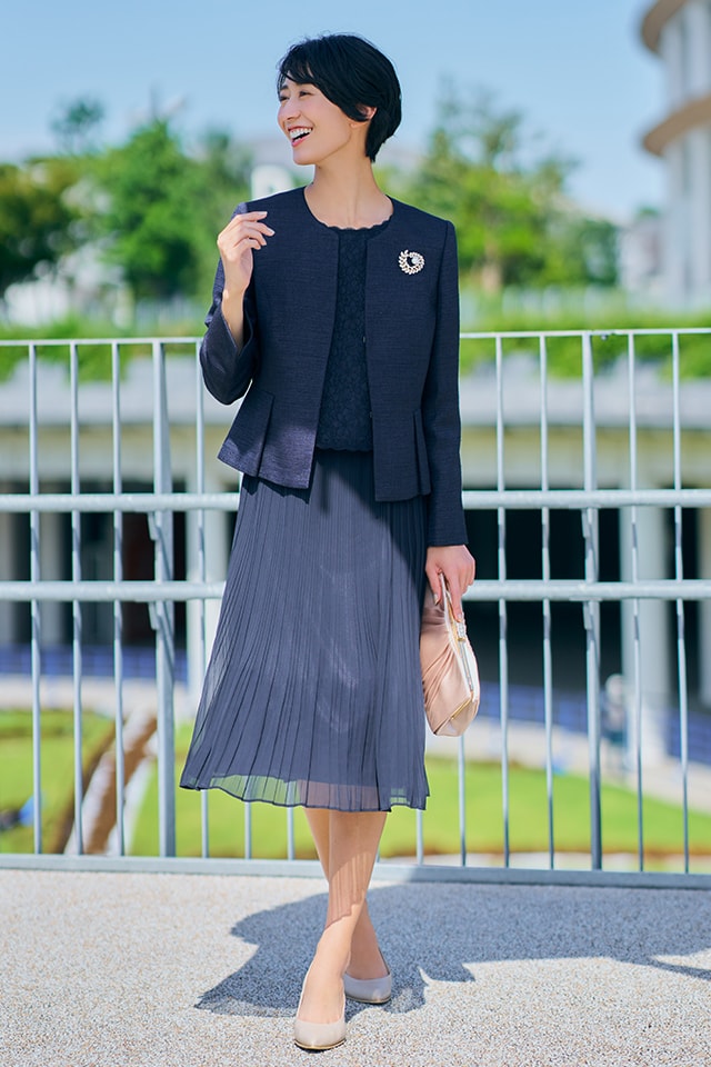 東京ソワール セットアップ 13号 大きいサイズ ノーカラー スカート