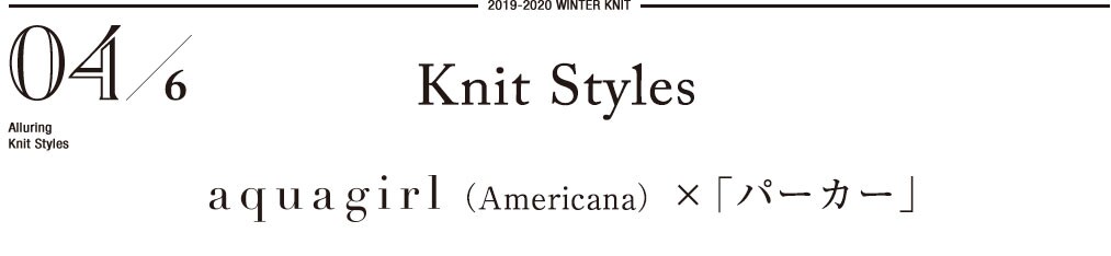 2019-2020 WINTER KNIT     04/6 Alluring　Knit Styles    Knit Styles aquagirl Americana）×「パーカー」